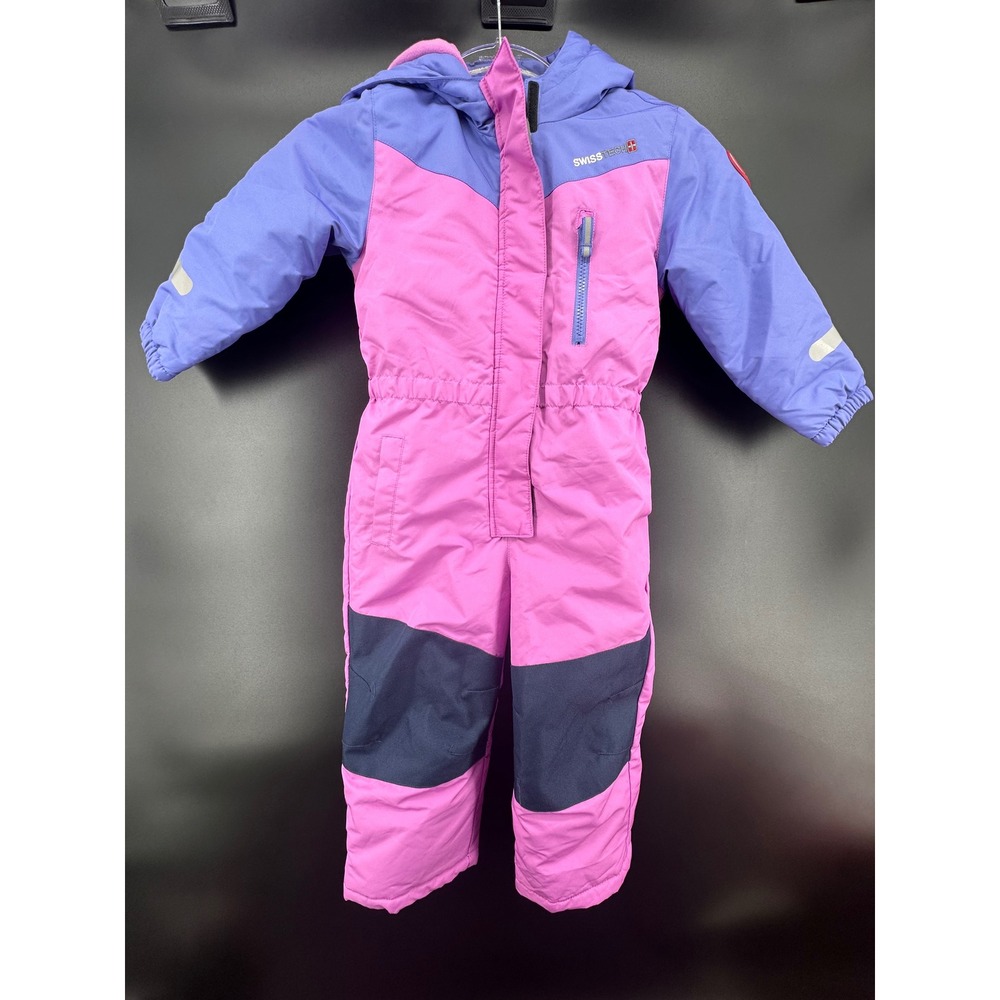 Swiss Tech Expedition Girls Snow Suit Purple Pink Insulated Hooded Coverall 4T